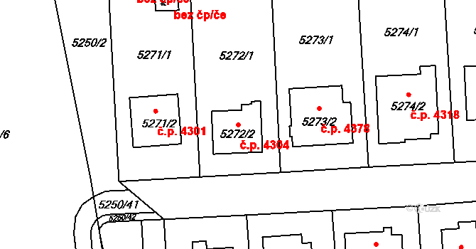 Chomutov 4304 na parcele st. 5272/2 v KÚ Chomutov I, Katastrální mapa