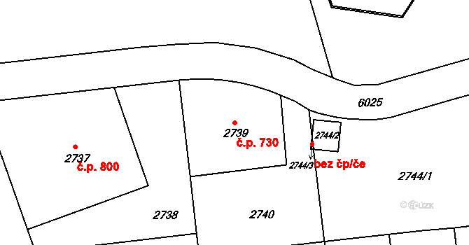 Liberec I-Staré Město 730, Liberec na parcele st. 2739 v KÚ Liberec, Katastrální mapa