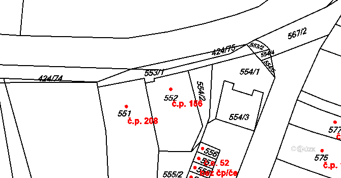 Silůvky 156 na parcele st. 552 v KÚ Silůvky, Katastrální mapa