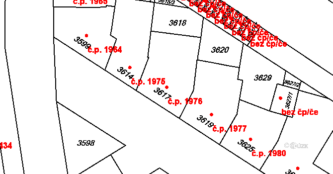 Prostějov 1976 na parcele st. 3617 v KÚ Prostějov, Katastrální mapa