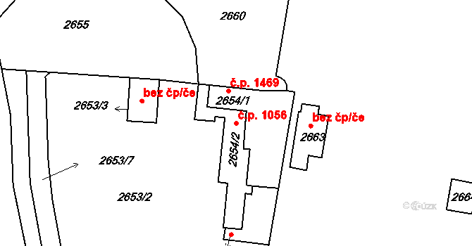 České Budějovice 6 1056, České Budějovice na parcele st. 2654/2 v KÚ České Budějovice 6, Katastrální mapa
