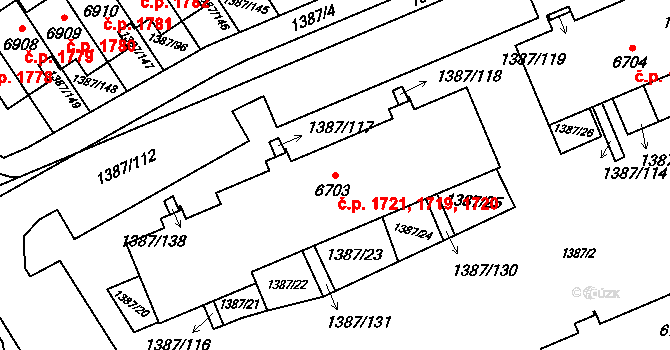 Beroun-Město 1719,1720,1721, Beroun na parcele st. 6703 v KÚ Beroun, Katastrální mapa