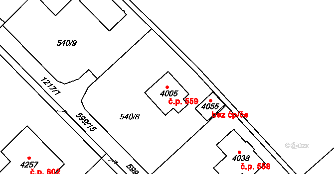 Holínské Předměstí 559, Jičín na parcele st. 4005 v KÚ Jičín, Katastrální mapa