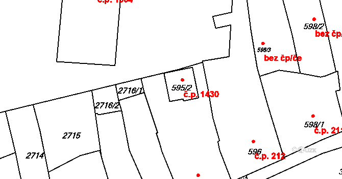 Lipník nad Bečvou I-Město 1430, Lipník nad Bečvou na parcele st. 595/2 v KÚ Lipník nad Bečvou, Katastrální mapa