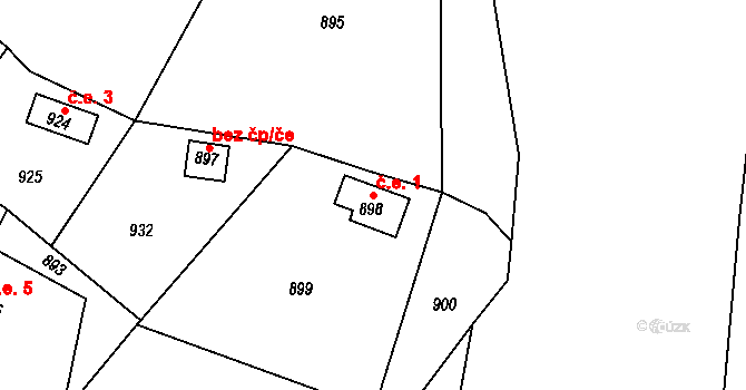 Zátor 1 na parcele st. 898 v KÚ Zátor, Katastrální mapa
