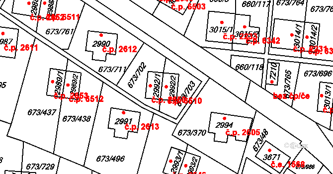 Zlín 6510 na parcele st. 2992/2 v KÚ Zlín, Katastrální mapa