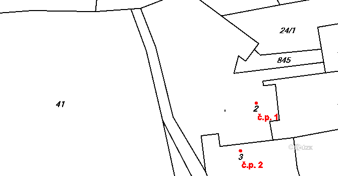 Soušice 1, Tichonice na parcele st. 2 v KÚ Soušice, Katastrální mapa