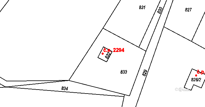 Dolní Těrlicko 2294, Těrlicko na parcele st. 832 v KÚ Dolní Těrlicko, Katastrální mapa