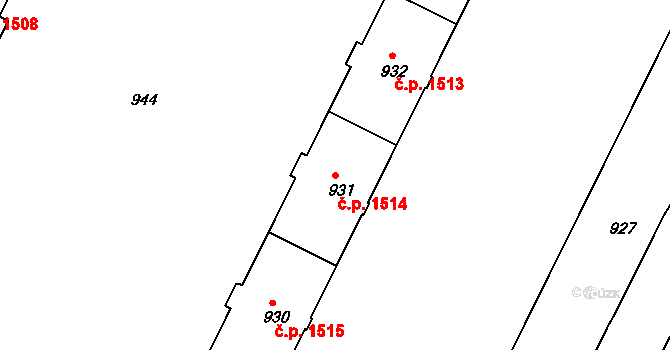 Poruba 1514, Ostrava na parcele st. 931 v KÚ Poruba, Katastrální mapa