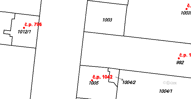 Holešovice 1043, Praha na parcele st. 1004/2 v KÚ Holešovice, Katastrální mapa