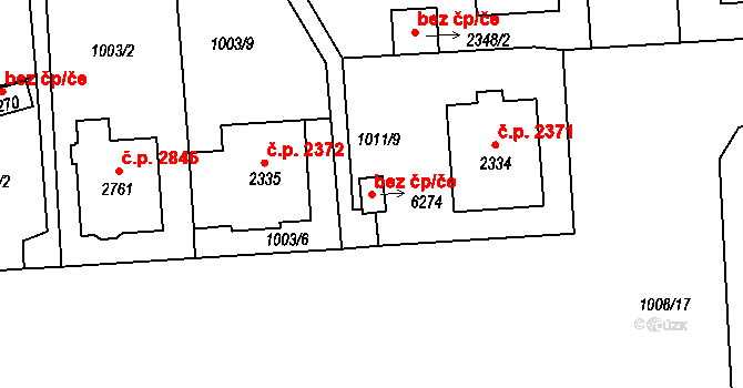 Jablonec nad Nisou 38434326 na parcele st. 6274 v KÚ Jablonec nad Nisou, Katastrální mapa