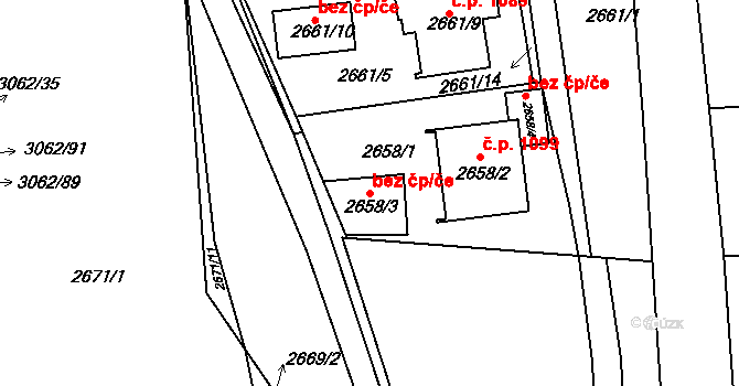 Sedlčany 38648326 na parcele st. 2658/3 v KÚ Sedlčany, Katastrální mapa