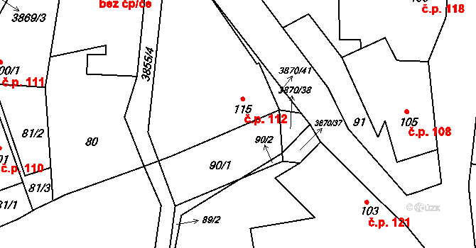Vlachovice 112 na parcele st. 115 v KÚ Vlachovice, Katastrální mapa