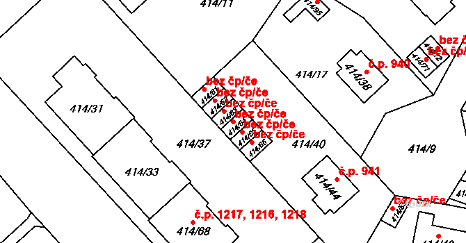 Plzeň 40267326 na parcele st. 414/64 v KÚ Doubravka, Katastrální mapa
