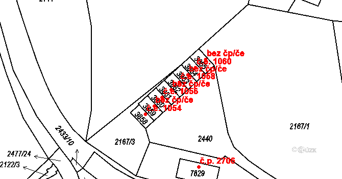 Cheb 44671326 na parcele st. 3861 v KÚ Cheb, Katastrální mapa