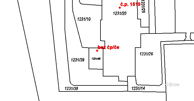 Havířov 45591326 na parcele st. 1231/40 v KÚ Prostřední Suchá, Katastrální mapa