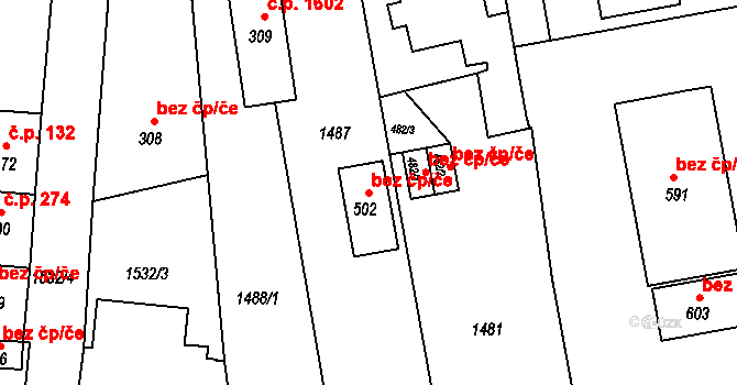 Otrokovice 47865326 na parcele st. 502 v KÚ Kvítkovice u Otrokovic, Katastrální mapa