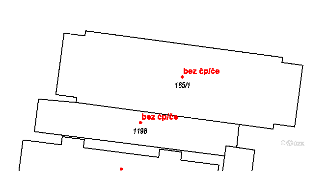 Božice 48154326 na parcele st. 165/1 v KÚ Božice, Katastrální mapa