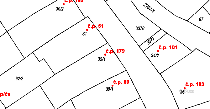 Zlechov 179 na parcele st. 32/1 v KÚ Zlechov, Katastrální mapa