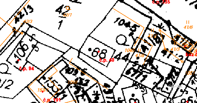 Nasavrky 40 na parcele st. 68 v KÚ Nasavrky, Katastrální mapa