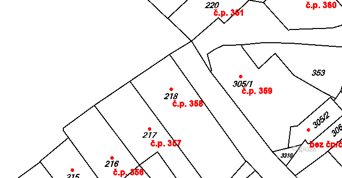 Králíky 358 na parcele st. 218 v KÚ Králíky, Katastrální mapa