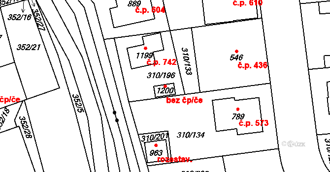 Zlín 62734326 na parcele st. 1200 v KÚ Prštné, Katastrální mapa