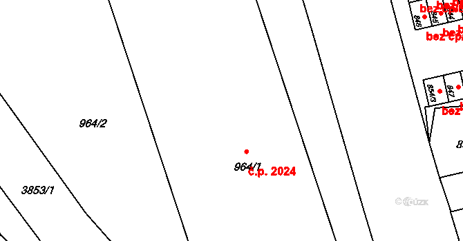 Bruntál 2024 na parcele st. 964/1 v KÚ Bruntál-město, Katastrální mapa