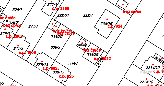 Plzeň 88215326 na parcele st. 338/28 v KÚ Bolevec, Katastrální mapa