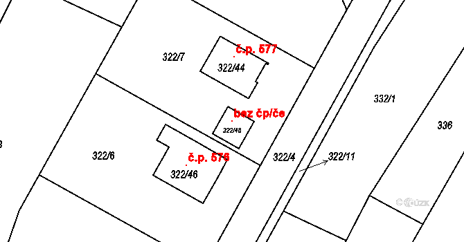 Boršov nad Vltavou 104341327 na parcele st. 322/48 v KÚ Boršov nad Vltavou, Katastrální mapa