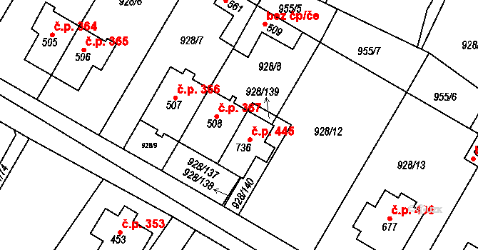 Jevišovice 367 na parcele st. 508 v KÚ Jevišovice, Katastrální mapa