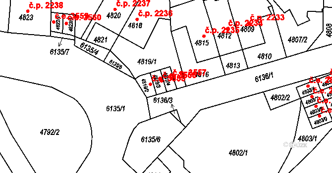 Jihlava 3557 na parcele st. 4819/4 v KÚ Jihlava, Katastrální mapa