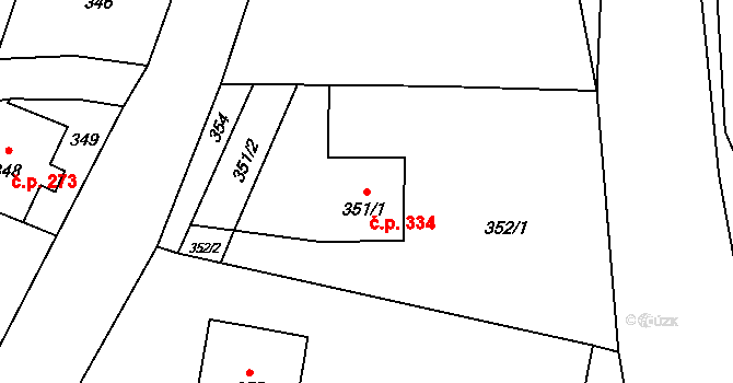 Mnichov 334, Vrbno pod Pradědem na parcele st. 351/1 v KÚ Mnichov pod Pradědem, Katastrální mapa