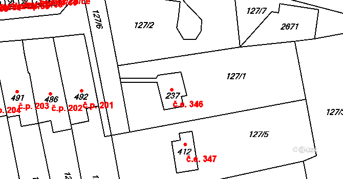 Mrač 346 na parcele st. 237 v KÚ Mrač, Katastrální mapa