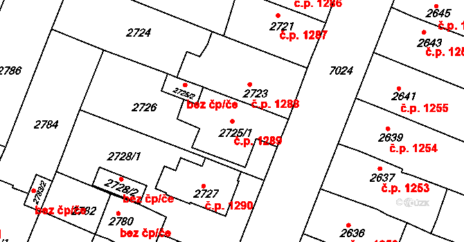 Boskovice 1289 na parcele st. 2725/1 v KÚ Boskovice, Katastrální mapa