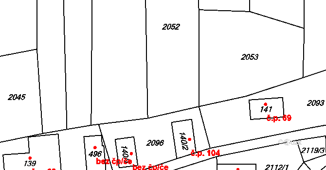 Benešov u Semil 104 na parcele st. 140/2 v KÚ Benešov u Semil, Katastrální mapa