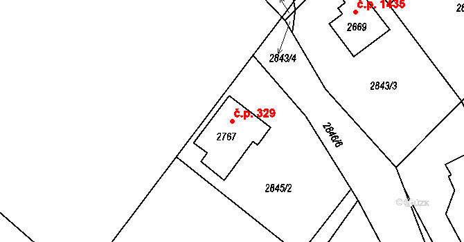 Rožnov pod Radhoštěm 329 na parcele st. 2767 v KÚ Rožnov pod Radhoštěm, Katastrální mapa