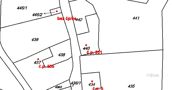 Svádov 531, Ústí nad Labem na parcele st. 440 v KÚ Svádov, Katastrální mapa