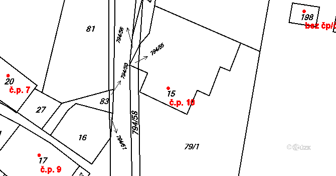 Rviště 10, Orlické Podhůří na parcele st. 15 v KÚ Rviště, Katastrální mapa
