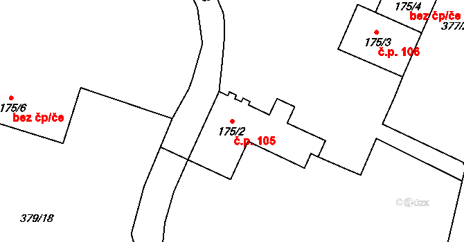 Lnáře 105 na parcele st. 175/2 v KÚ Lnáře, Katastrální mapa
