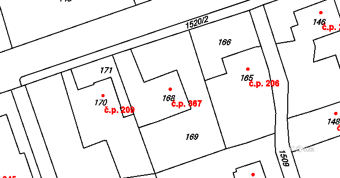 Záblatí 367, Bohumín na parcele st. 168 v KÚ Záblatí u Bohumína, Katastrální mapa