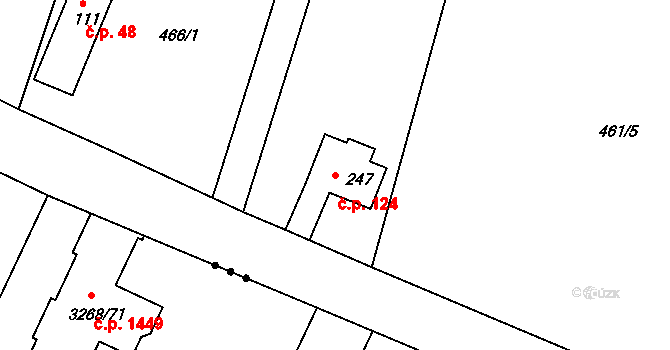 Horoušánky 124, Horoušany na parcele st. 247 v KÚ Horoušany, Katastrální mapa