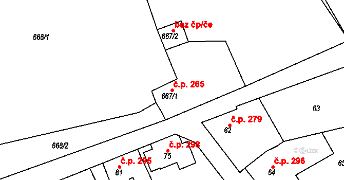 Svatava 265 na parcele st. 667/1 v KÚ Svatava, Katastrální mapa