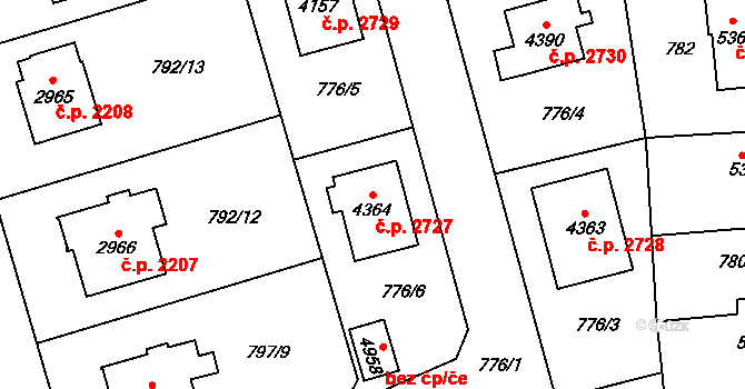 Dvůr Králové nad Labem 2727 na parcele st. 4364 v KÚ Dvůr Králové nad Labem, Katastrální mapa