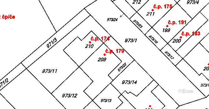 Řepčín 179, Olomouc na parcele st. 209 v KÚ Řepčín, Katastrální mapa