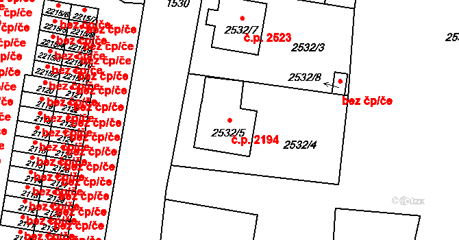 Česká Lípa 2194 na parcele st. 2532/5 v KÚ Česká Lípa, Katastrální mapa