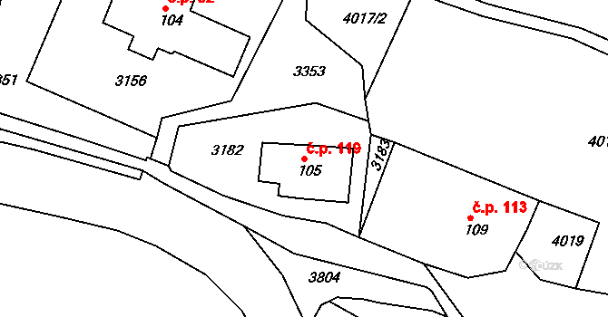 Sedloňov 119 na parcele st. 105 v KÚ Sedloňov, Katastrální mapa