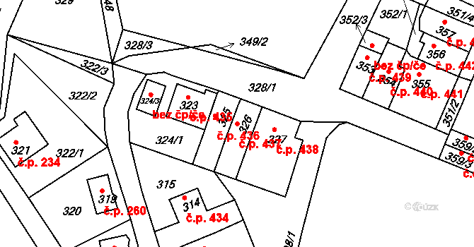 Děčín XXXII-Boletice nad Labem 437, Děčín na parcele st. 326 v KÚ Boletice nad Labem, Katastrální mapa