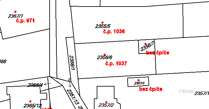 Pohořelice 1037 na parcele st. 2356/6 v KÚ Pohořelice nad Jihlavou, Katastrální mapa