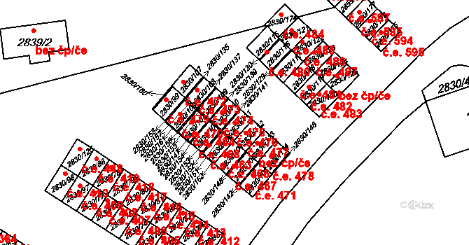 Rumburk 1 476, Rumburk na parcele st. 2830/111 v KÚ Rumburk, Katastrální mapa