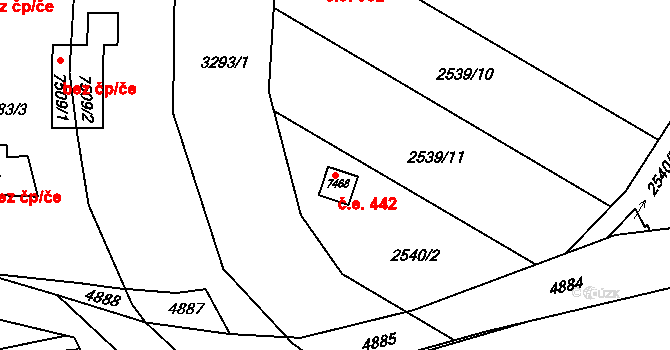 Kroměříž 442 na parcele st. 7468 v KÚ Kroměříž, Katastrální mapa